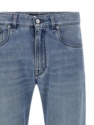 Fendi Blue Cotton Straight-Leg Jeans