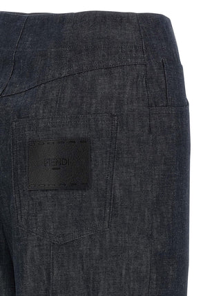 Fendi Blue Cotton High-Waisted Jean