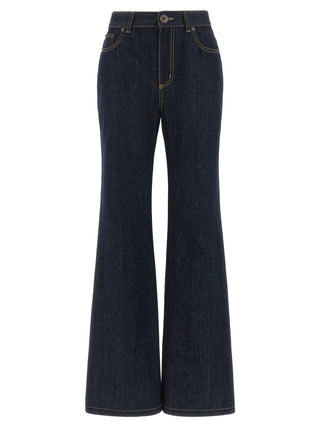 Alexander McQueen Blue Cotton Flared Jeans