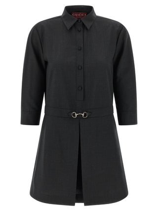 Gucci Gray Wool Short Dress