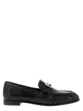 Fendi Black Lamb Leather Slip-On Loafers