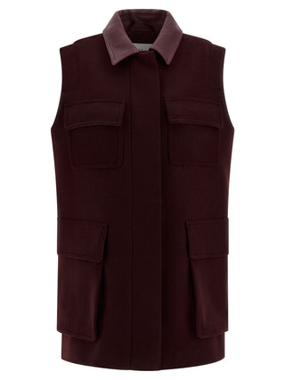 Max Mara Bordeaux Virgin Wool Sleeveless Jacket