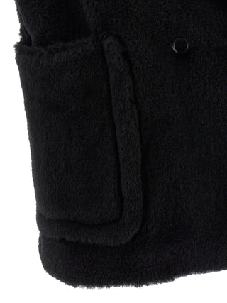 Max Mara Black Alpaca Leather Sleeveless Jacket