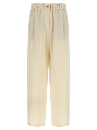 Brunello Cucinelli White Viscose Casual Pants