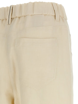 Brunello Cucinelli White Viscose Casual Pants