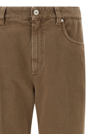 Brunello Cucinelli Beige Cotton Straight-Leg Jeans