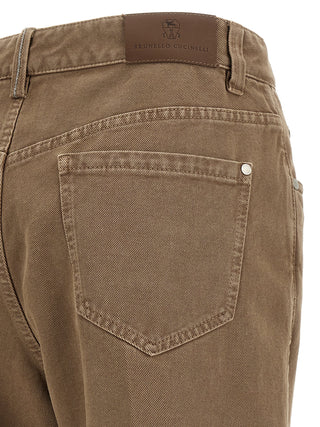 Brunello Cucinelli Beige Cotton Straight-Leg Jeans