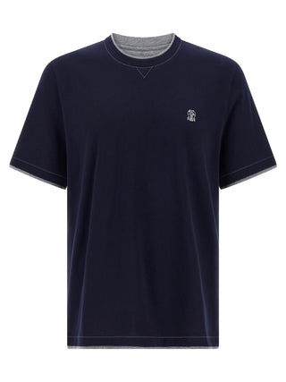 Brunello Cucinelli Blue Cotton T-Shirt