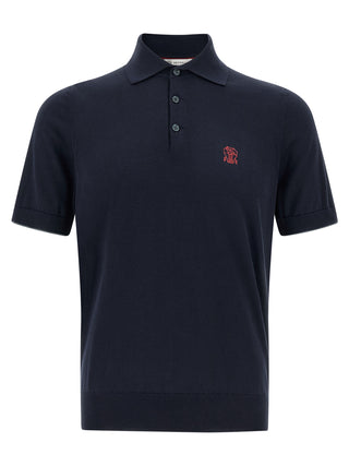 Brunello Cucinelli Blue Cotton Polo Shirt