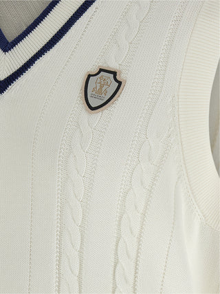 Brunello Cucinelli White Cotton Sleeveles Sweater