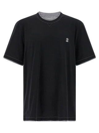 Brunello Cucinelli Black Cotton T-Shirt