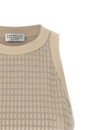 Brunello Cucinelli Beige Cotton Tank Tops