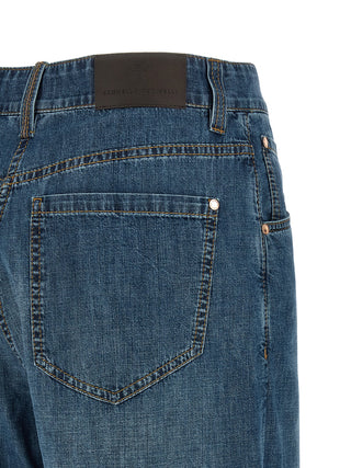 Brunello Cucinelli Blue Cotton Relaxed Fit Jeans