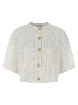 Brunello Cucinelli White Linen Cardigan