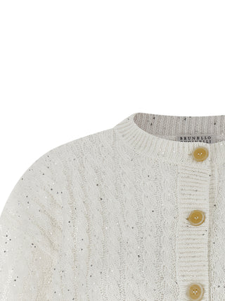 Brunello Cucinelli White Linen Cardigan