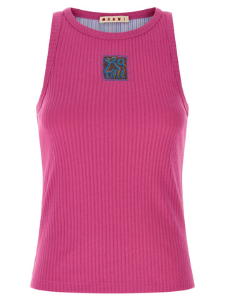 Marni Fuchsia Cotton Sleeveles T-Shirt