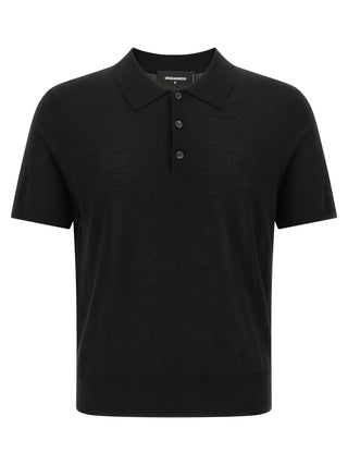 Dsquared² Black Wool Polo Shirt