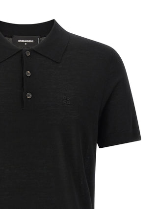 Dsquared² Black Wool Polo Shirt