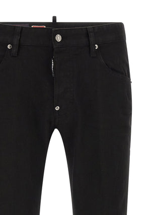 Dsquared² Black Cotton Straight-Leg Jeans