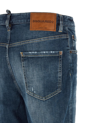 Dsquared² Blue Cotton Straight-Leg Jeans