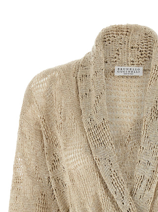 Brunello Cucinelli Beige Linen Cardigan