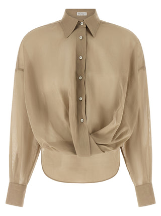 Brunello Cucinelli Beige Cotton Blouse