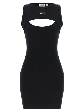 Off-White Bicolor Cotton Short Dress