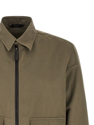Brioni Bicolor Linen Full-Length Jacket