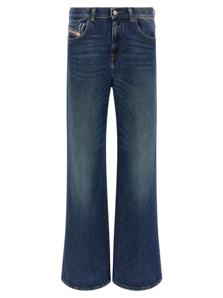 Diesel Blue Cotton Flared Jeans
