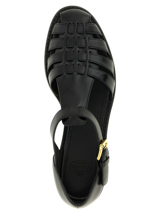 Church's Black Calfskin Flat Sandals