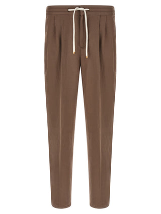 Brunello Cucinelli Brown Linen Casual Pants