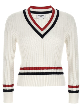 Thom Browne White Cotton Cardigan
