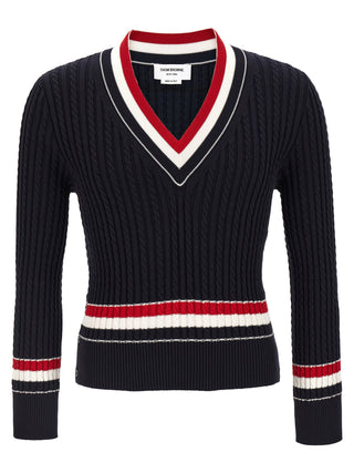 Thom Browne Blue Cotton Cardigan