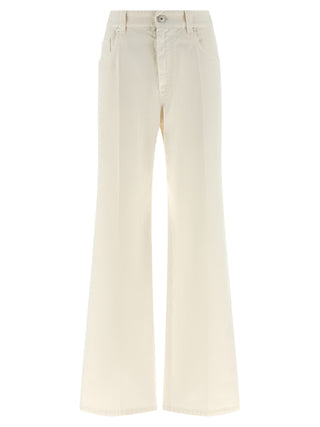 Brunello Cucinelli White Cotton Relaxed Fit Jeans