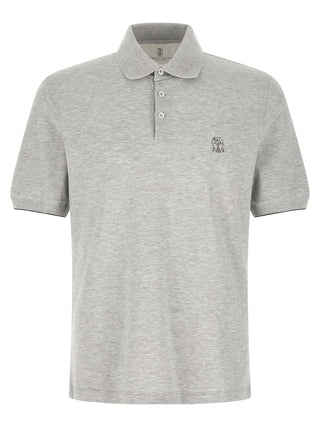 Brunello Cucinelli Gray Cotton Polo Shirt