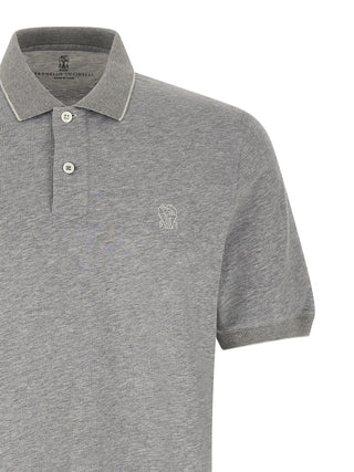 Brunello Cucinelli Gray Cotton Polo Shirt