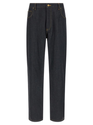 Thom Browne Blue Cotton High-Waisted Jean