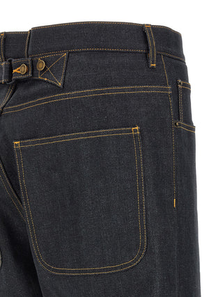 Thom Browne Blue Cotton High-Waisted Jean