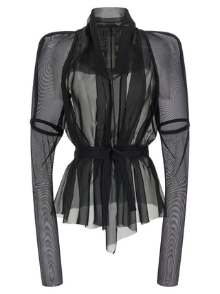 Rick Owens Black Silk Full-Length Jacket