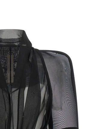 Rick Owens Black Silk Full-Length Jacket