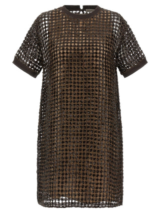 Brunello Cucinelli Brown Silk Short Dress