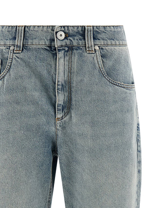 Brunello Cucinelli Blue Cotton Straight-Leg Jeans
