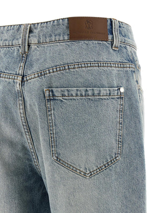 Brunello Cucinelli Blue Cotton Straight-Leg Jeans