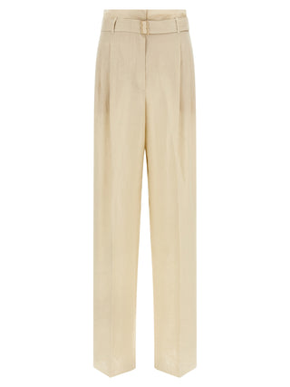 Max Mara Beige Linen Casual Pants
