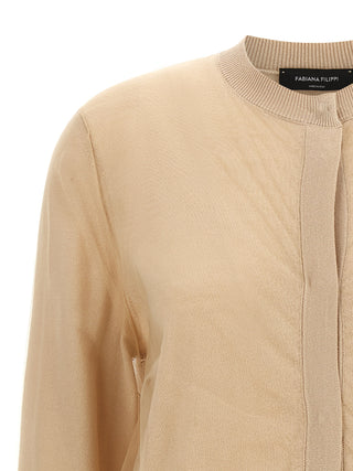 Fabiana Filippi Brown Virgin Wool Cardigan