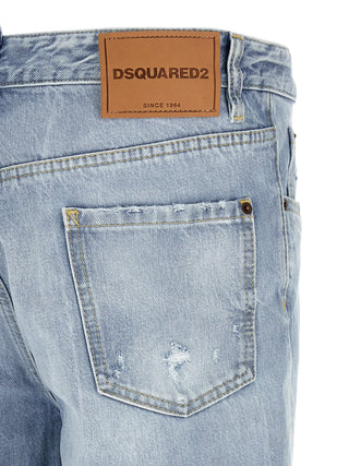 Dsquared² Blue Cotton Straight-Leg Jeans