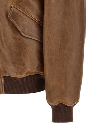 Saint Laurent Brown Lamb Leather Leather Jacket