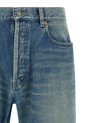 Saint Laurent Blue Cotton Straight-Leg Jeans