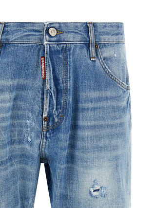 Dsquared² Blue Cotton Straight-Leg Jeans