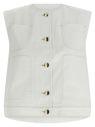 Fabiana Filippi White Cotton Sleeveless Jacket
